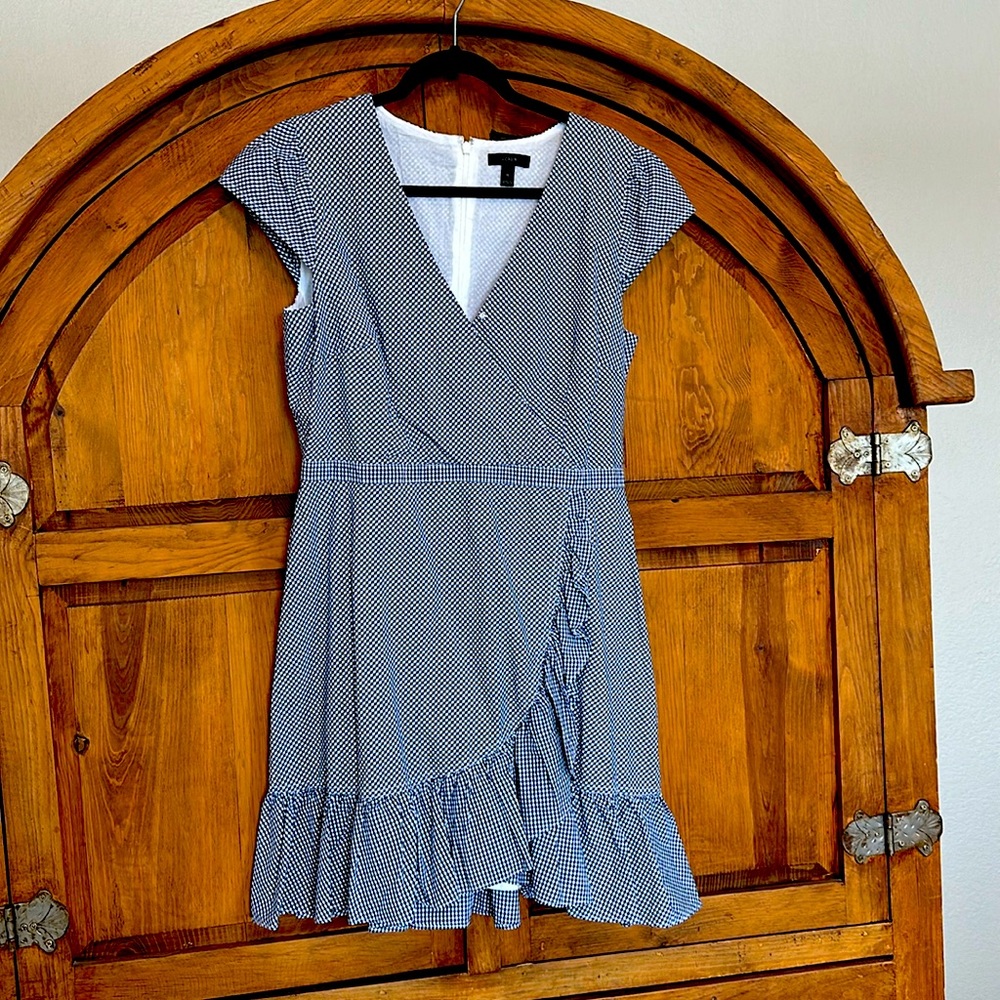 J Crew Gingham Faux Wrap Dress